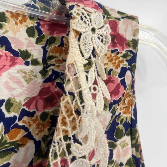 Vtg Jonathan Martin Aline Dress Sz 5/6 Blue Floral Cottage Core Peasant Lace 90s - Picture 7 of 9